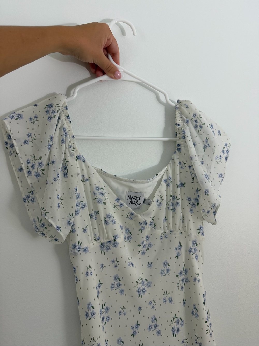 Princess Polly Cream Mini Dress with Blue Floral Print